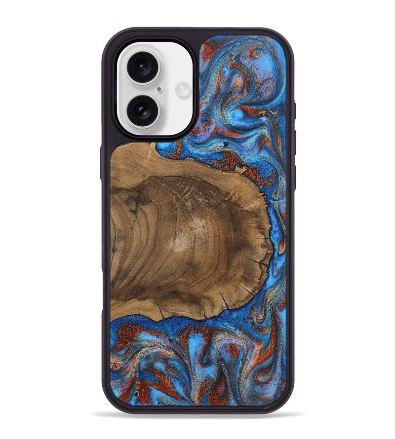iPhone 16 Plus Wood Phone Case - Andre (Teal & Gold, 809218)