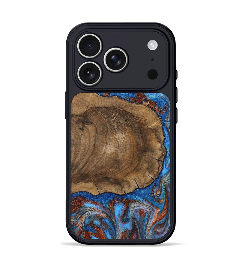 iPhone 17 Pro Wood Phone Case - Andre (Teal & Gold, 809218)
