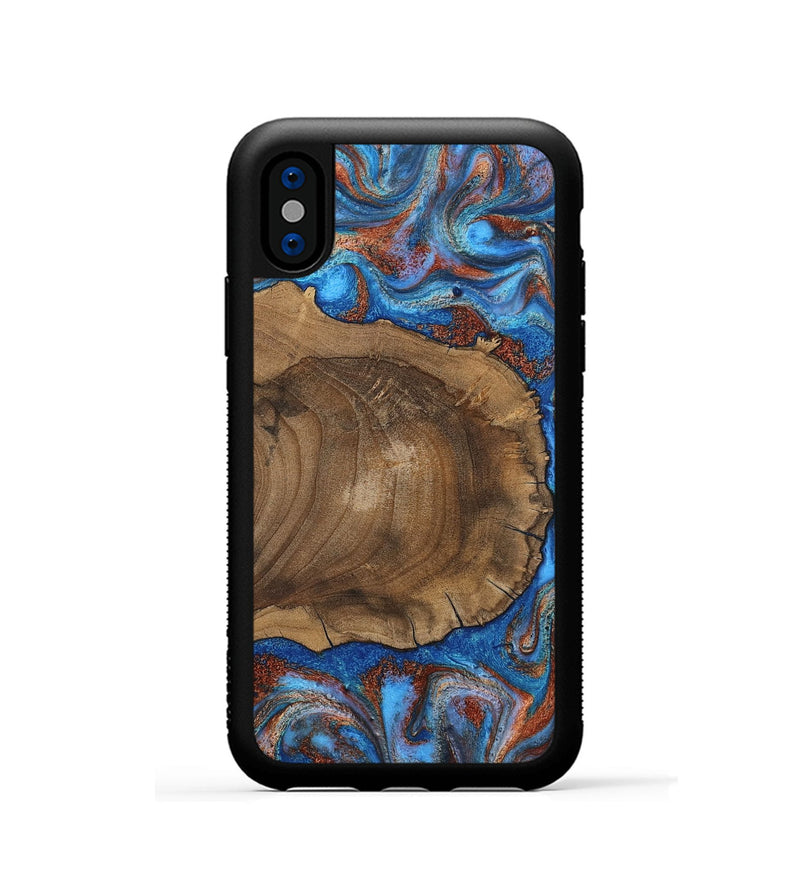iPhone Xs Wood Phone Case - Andre (Teal & Gold, 809218)
