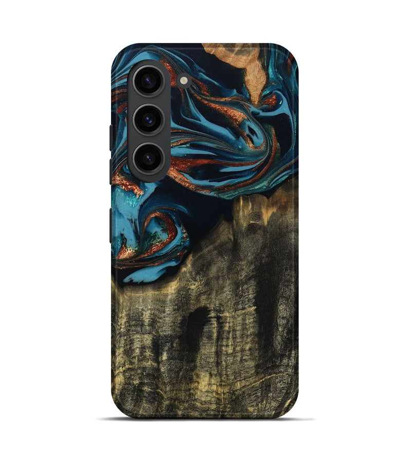 Galaxy S23 Wood Live Edge Phone Case - Jamie (Teal & Gold, 809252)