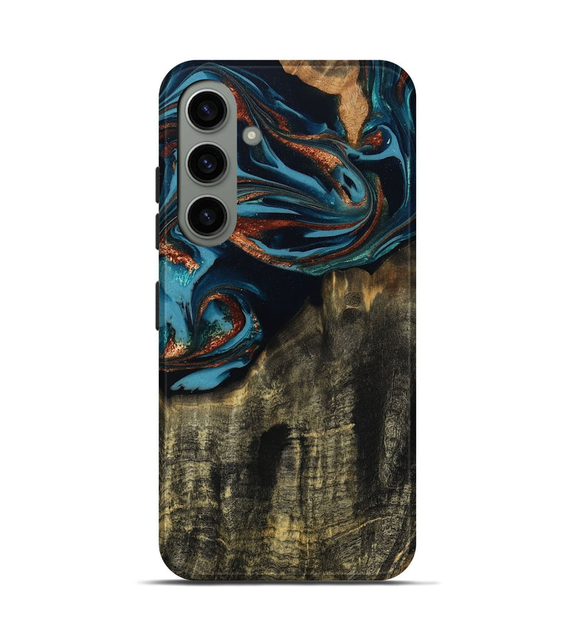 Galaxy S24 Wood Live Edge Phone Case - Jamie (Teal & Gold, 809252)