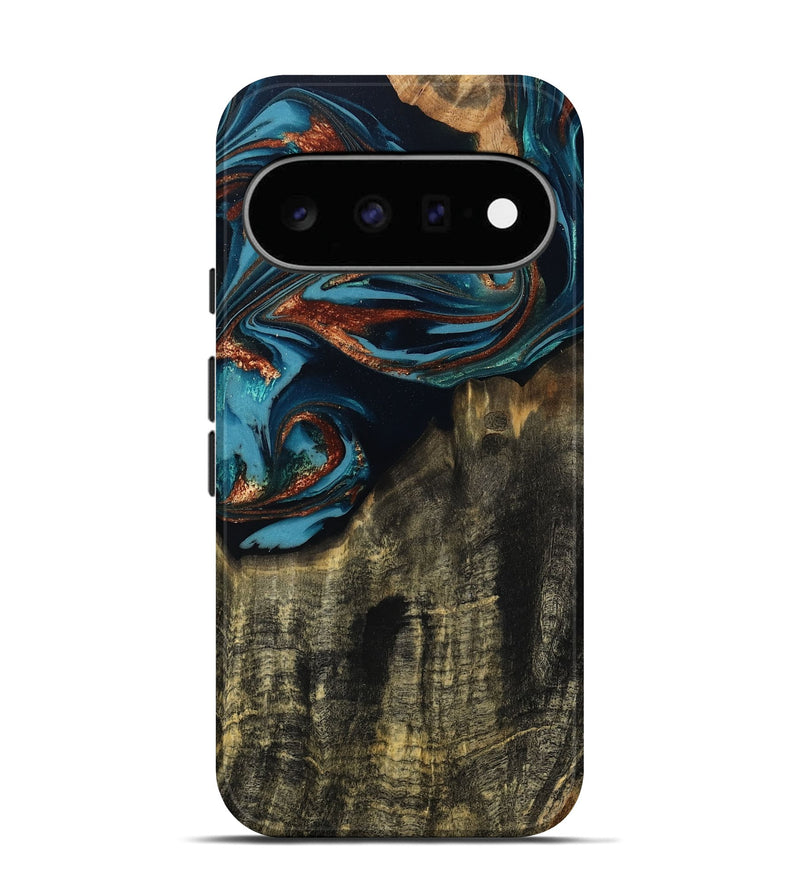 Pixel 11 Wood Live Edge Phone Case - Jamie (Teal & Gold, 809252)
