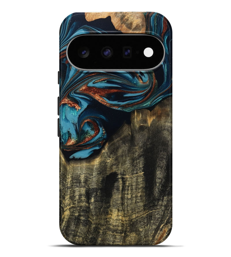 Pixel 11 Pro XL Wood Live Edge Phone Case - Jamie (Teal & Gold, 809252)