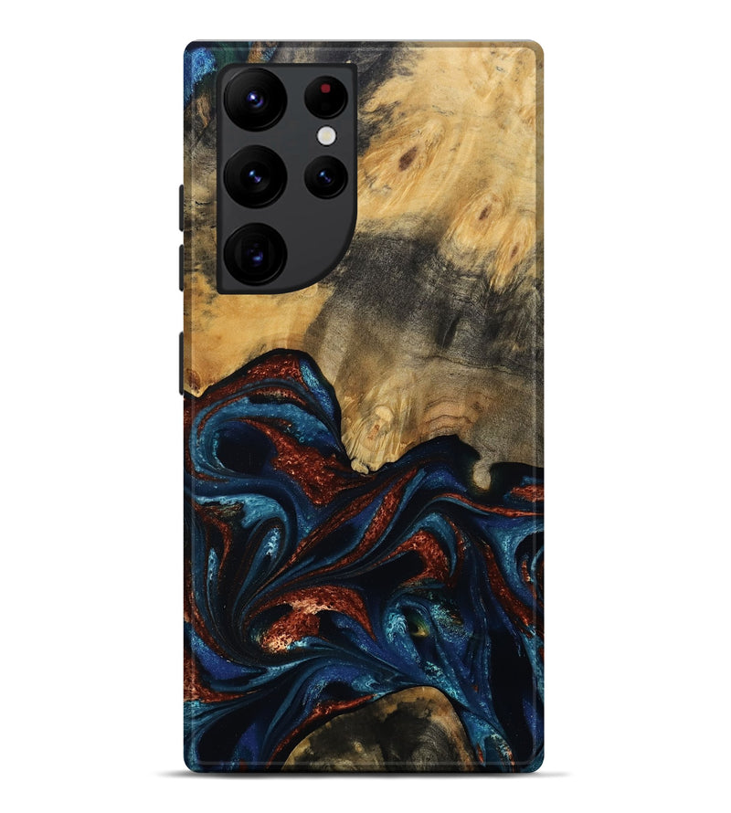 Galaxy S22 Ultra Wood Live Edge Phone Case - Trinity (Teal & Gold, 809261)
