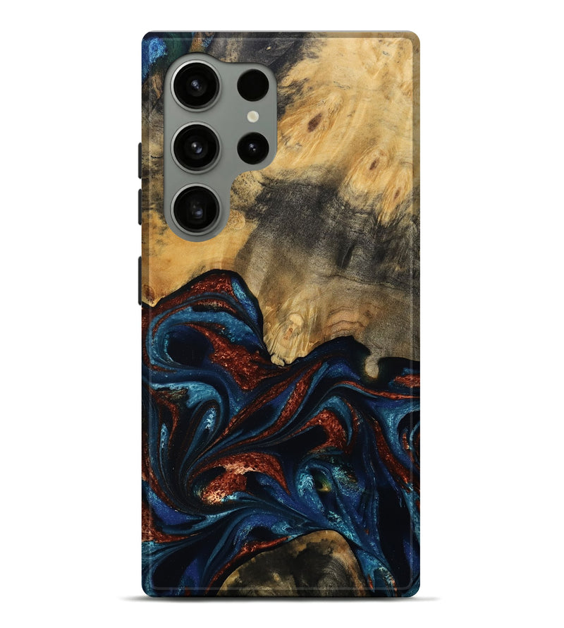 Galaxy S24 Ultra Wood Live Edge Phone Case - Trinity (Teal & Gold, 809261)