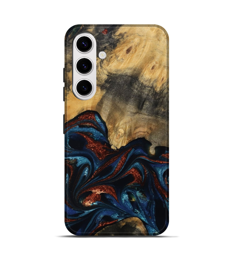 Galaxy S25 Wood Live Edge Phone Case - Trinity (Teal & Gold, 809261)