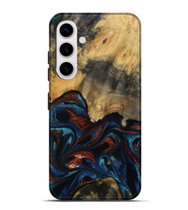 Galaxy S25 Plus Wood Live Edge Phone Case - Trinity (Teal & Gold, 809261)