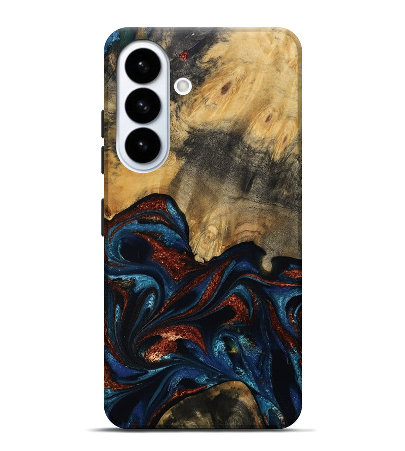 Galaxy S26 Plus Wood Live Edge Phone Case - Trinity (Teal & Gold, 809261)