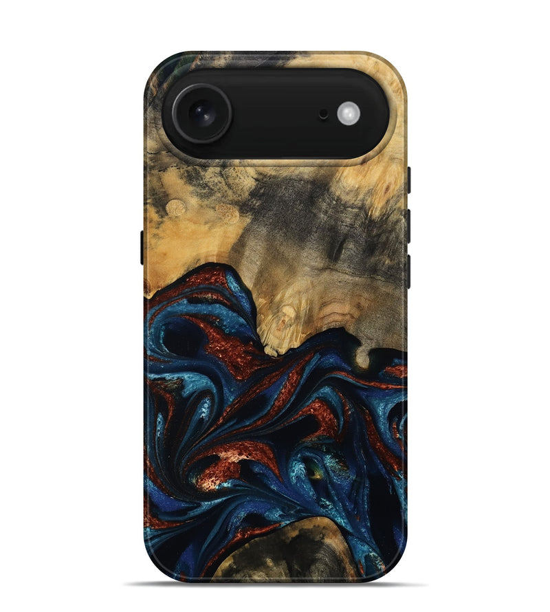 iPhone 17 Air Wood Live Edge Phone Case - Trinity (Teal & Gold, 809261)