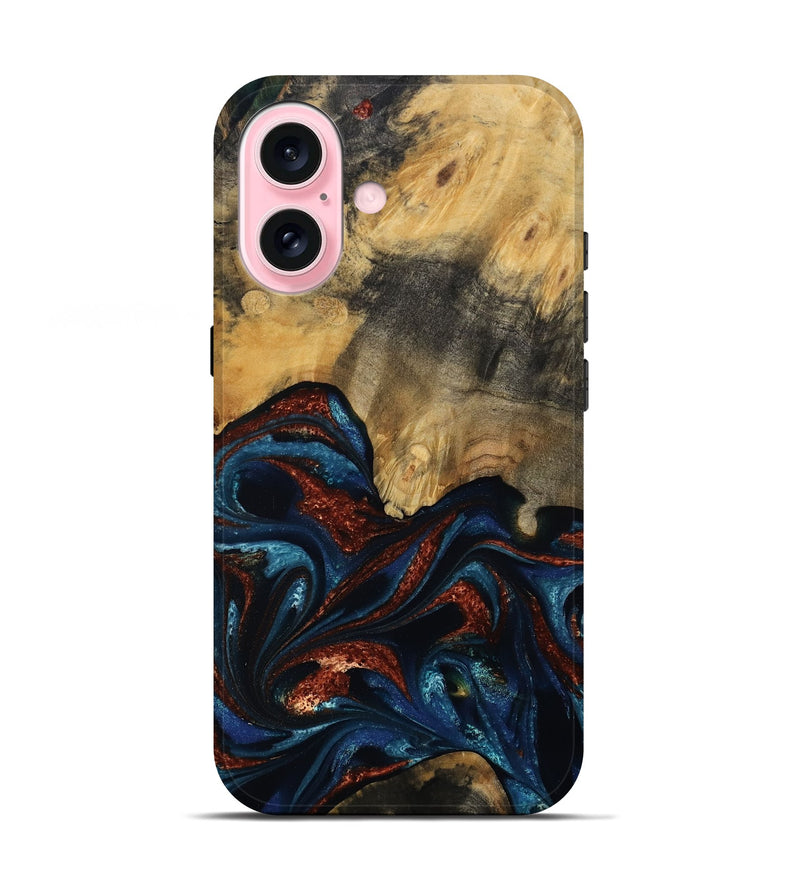 iPhone 17 Wood Live Edge Phone Case - Trinity (Teal & Gold, 809261)