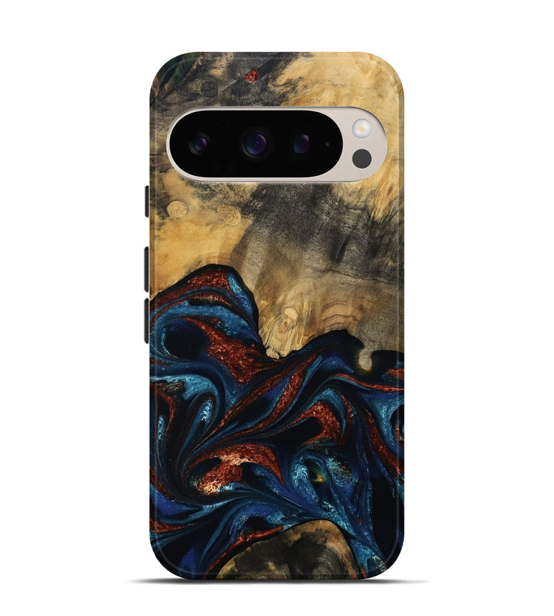 Pixel 10 Pro Wood Live Edge Phone Case - Trinity (Teal & Gold, 809261)