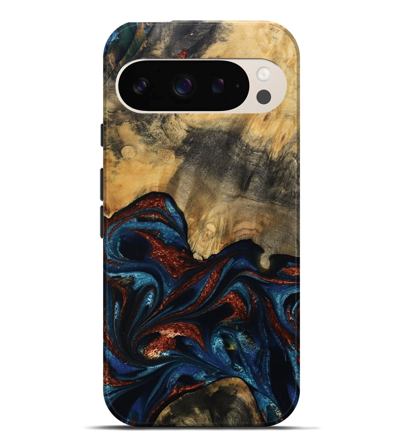 Pixel 9 Pro XL Wood Live Edge Phone Case - Trinity (Teal & Gold, 809261)