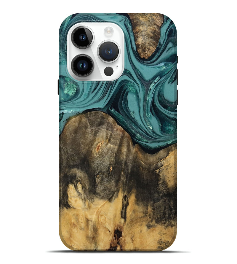 iPhone 15 Pro Max Wood Live Edge Phone Case - Coleson (Green, 809263)
