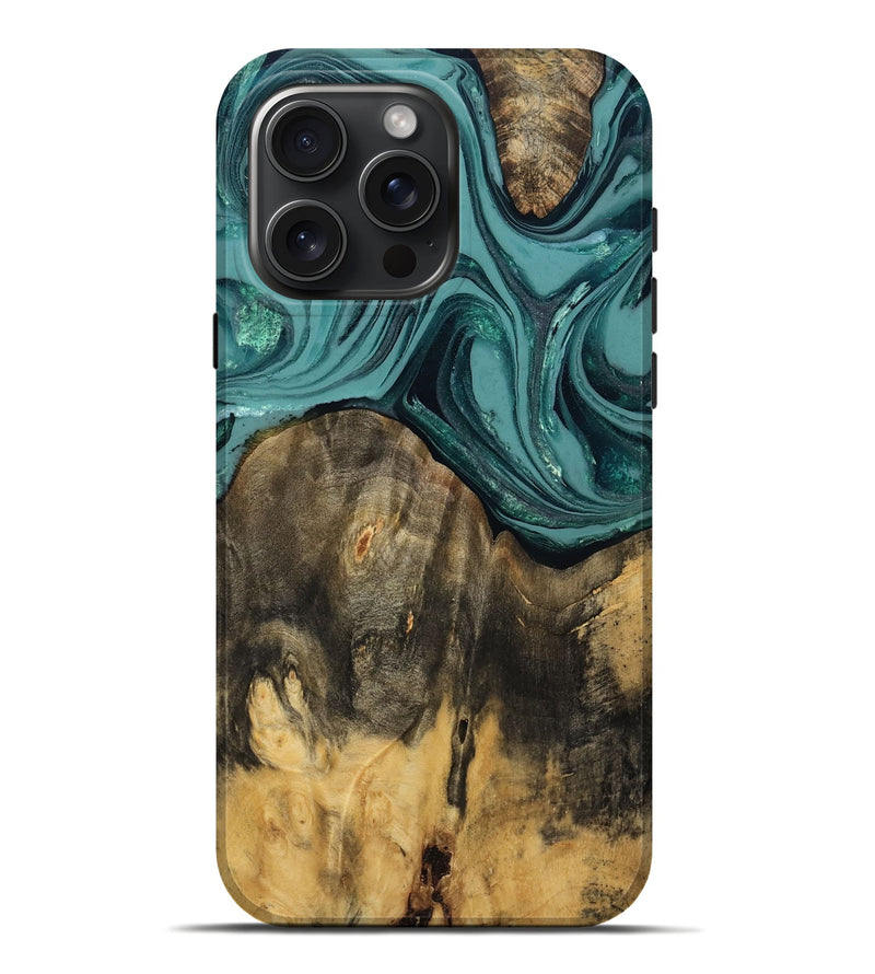 iPhone 16 Pro Max Wood Live Edge Phone Case - Coleson (Green, 809263)