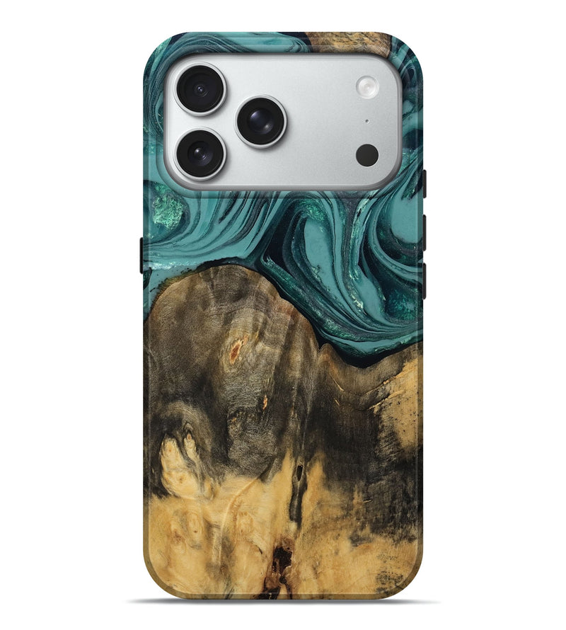 iPhone 18 Pro Max Wood Live Edge Phone Case - Coleson (Green, 809263)