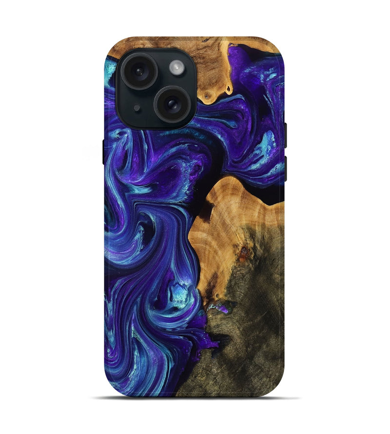 iPhone 15 Wood Live Edge Phone Case - Alayah (Purple, 809272)