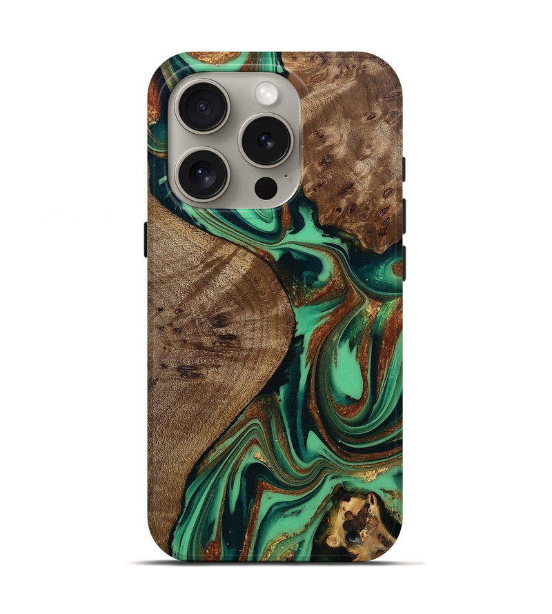 iPhone 16 Pro Wood Live Edge Phone Case - Bailee (Green, 809277)