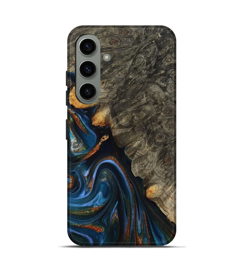 Galaxy S24 Wood Live Edge Phone Case - Jaylani (Teal & Gold, 809283)