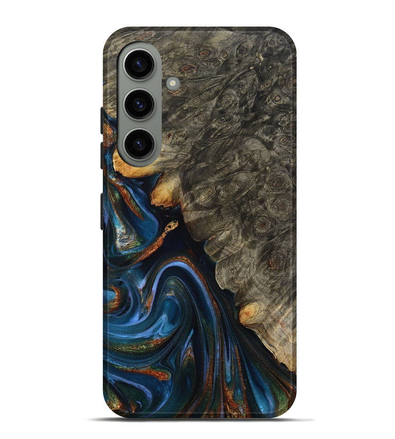 Galaxy S24 Plus Wood Live Edge Phone Case - Jaylani (Teal & Gold, 809283)