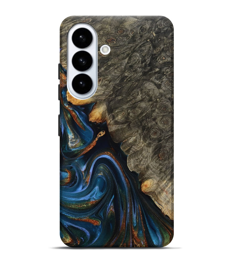 Galaxy S26 Plus Wood Live Edge Phone Case - Jaylani (Teal & Gold, 809283)