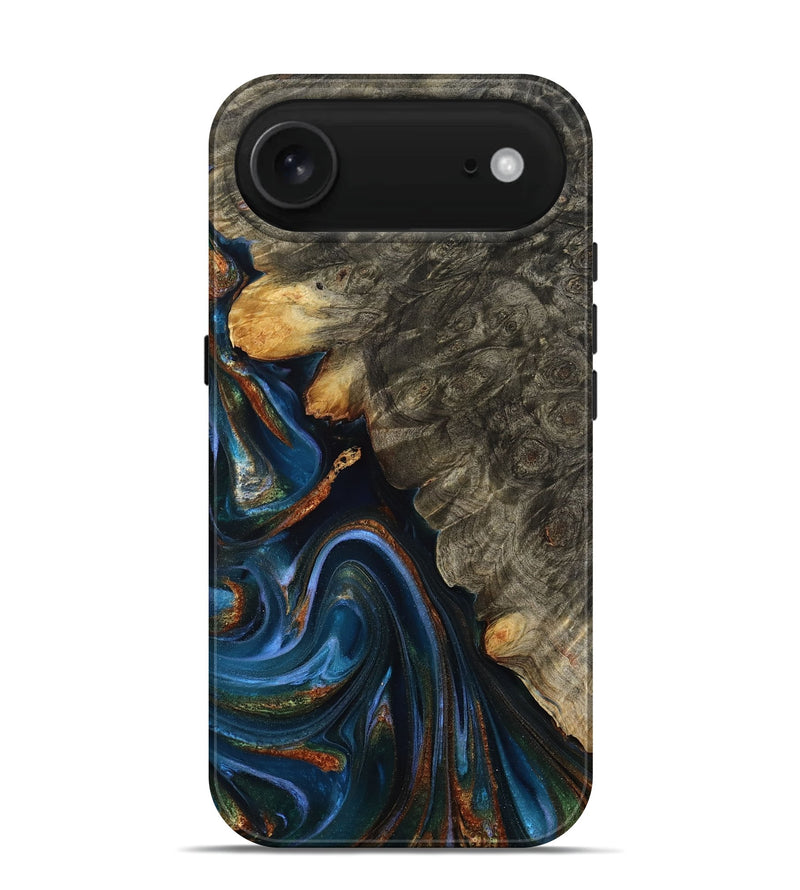 iPhone 17 Air Wood Live Edge Phone Case - Jaylani (Teal & Gold, 809283)