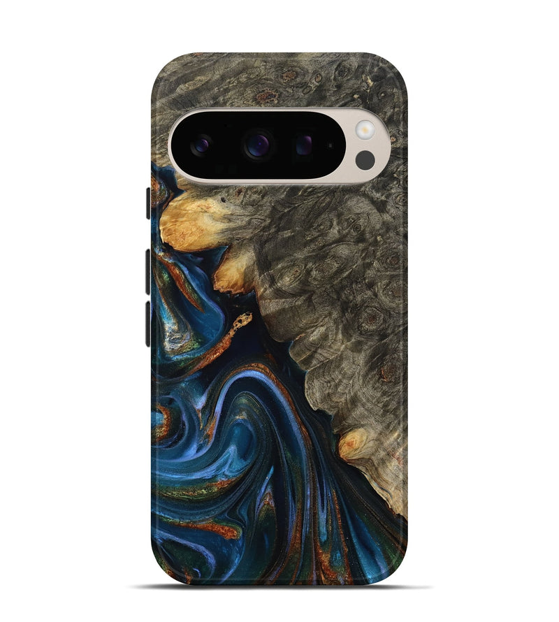 Pixel 10 Wood Live Edge Phone Case - Jaylani (Teal & Gold, 809283)