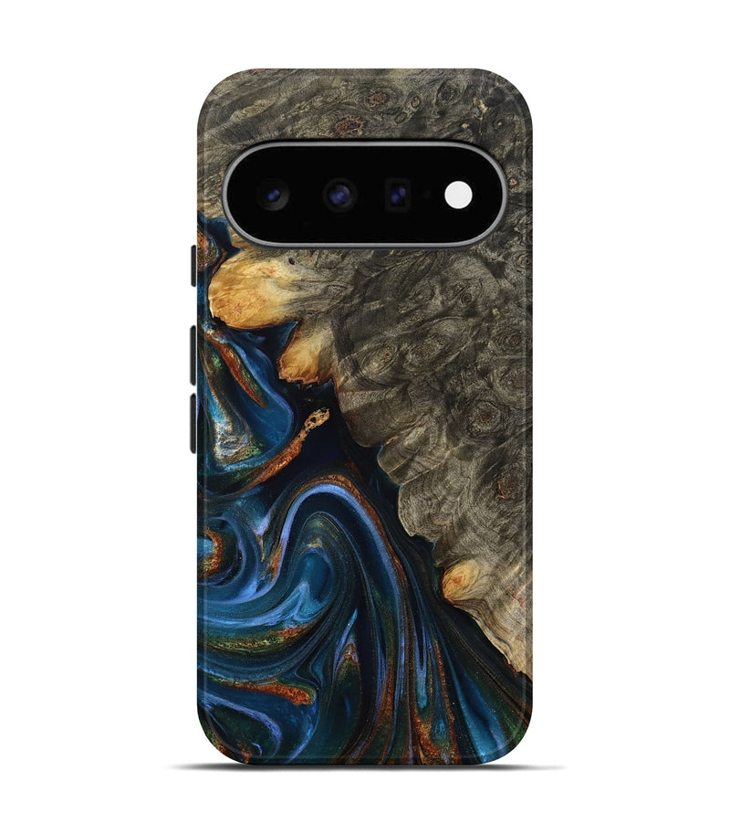 Pixel 11 Wood Live Edge Phone Case - Jaylani (Teal & Gold, 809283)