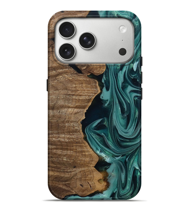 iPhone 17 Pro Max Wood Live Edge Phone Case - Evelyn (Green, 809289)