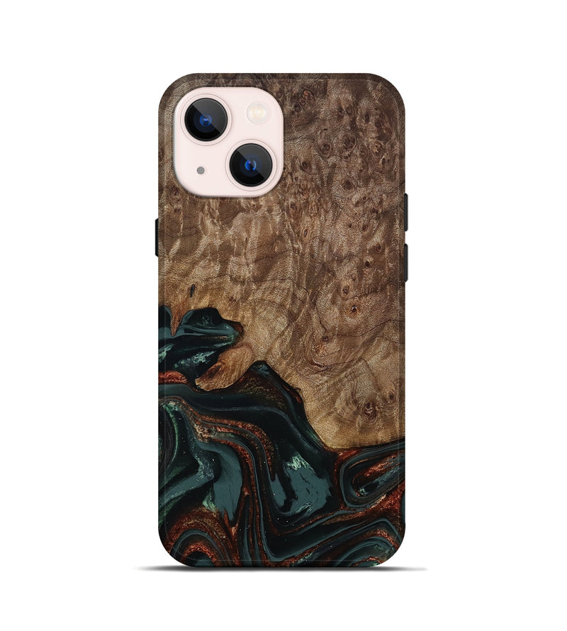 iPhone 13 mini Wood Live Edge Phone Case - Jaliyah (Green, 809290)