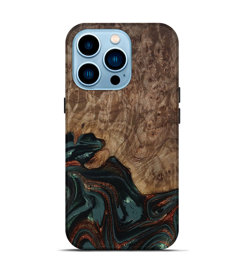 iPhone 14 Pro Wood Live Edge Phone Case - Jaliyah (Green, 809290)