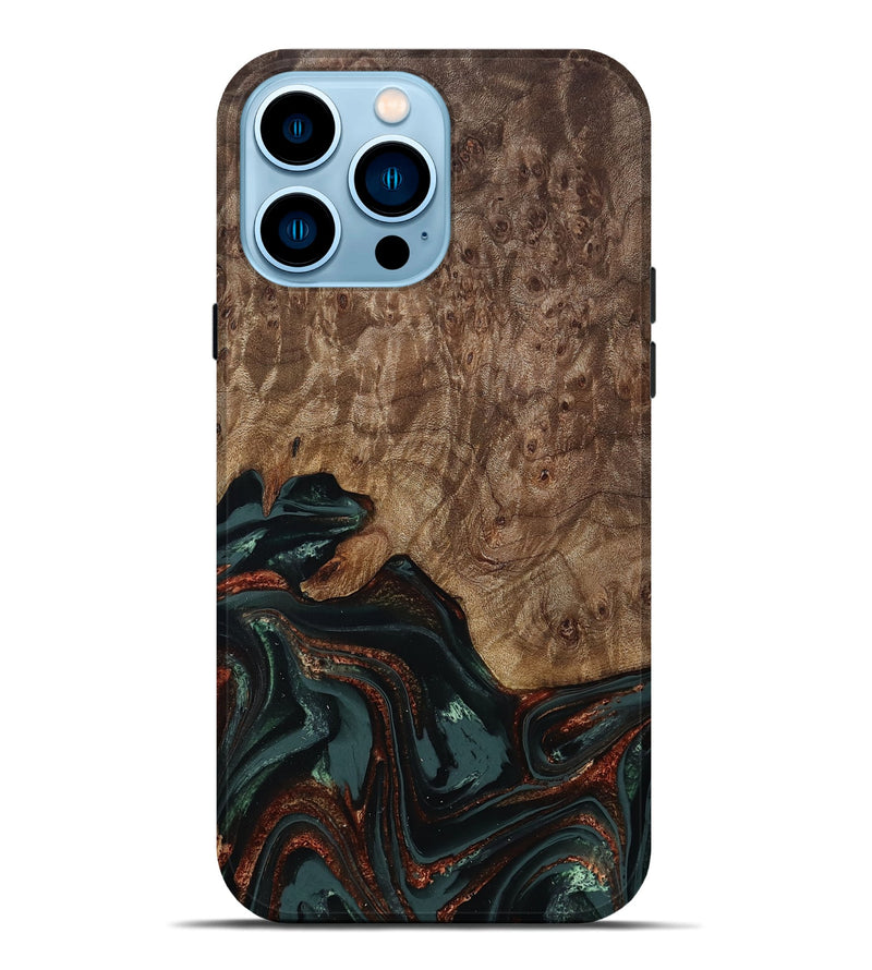 iPhone 14 Pro Max Wood Live Edge Phone Case - Jaliyah (Green, 809290)