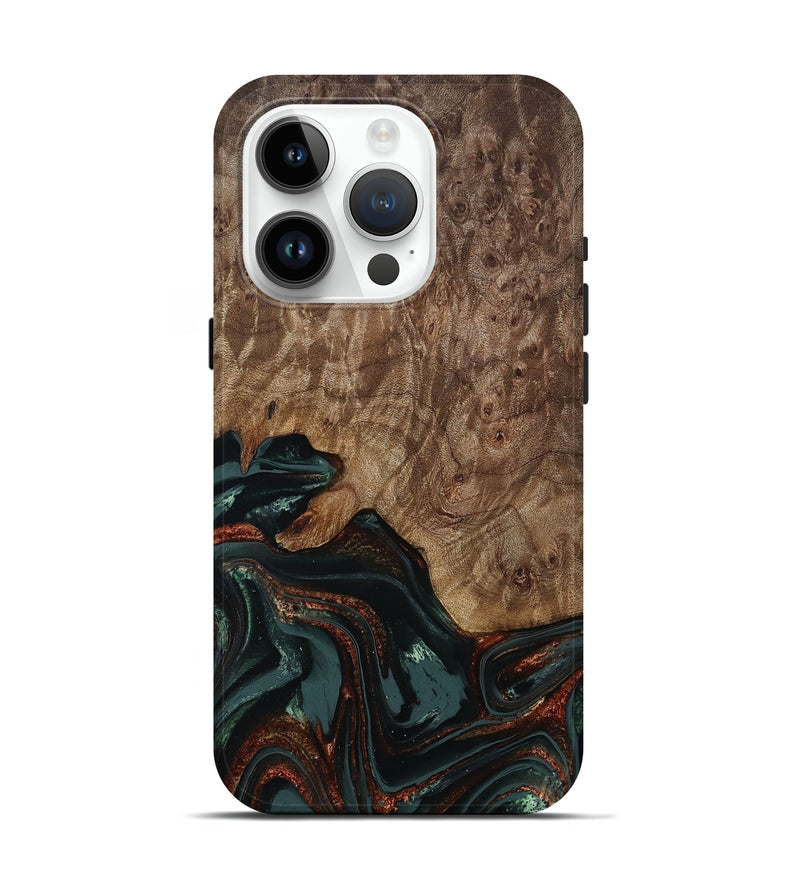 iPhone 15 Pro Wood Live Edge Phone Case - Jaliyah (Green, 809290)