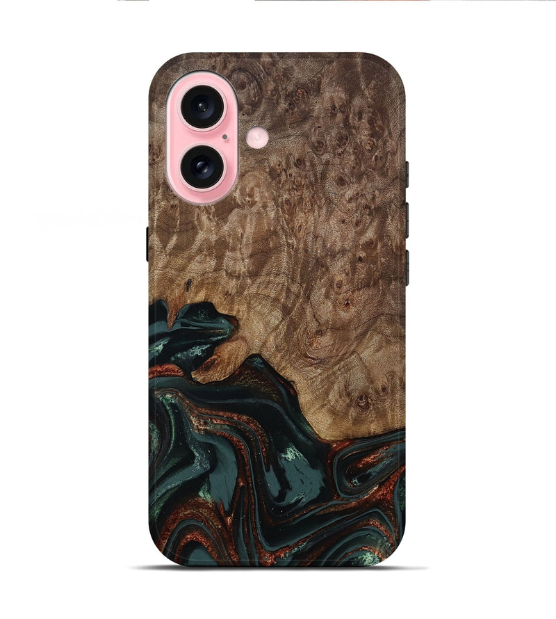 iPhone 16 Wood Live Edge Phone Case - Jaliyah (Green, 809290)