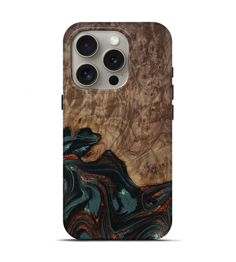 iPhone 16 Pro Wood Live Edge Phone Case - Jaliyah (Green, 809290)