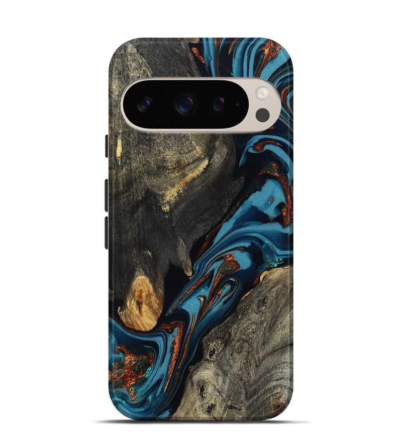 Pixel 10 Wood Live Edge Phone Case - Ireland (Teal & Gold, 809292)