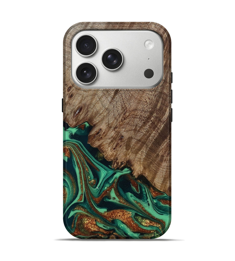 iPhone 17 Pro Wood Live Edge Phone Case - Kailyn (Green, 809299)