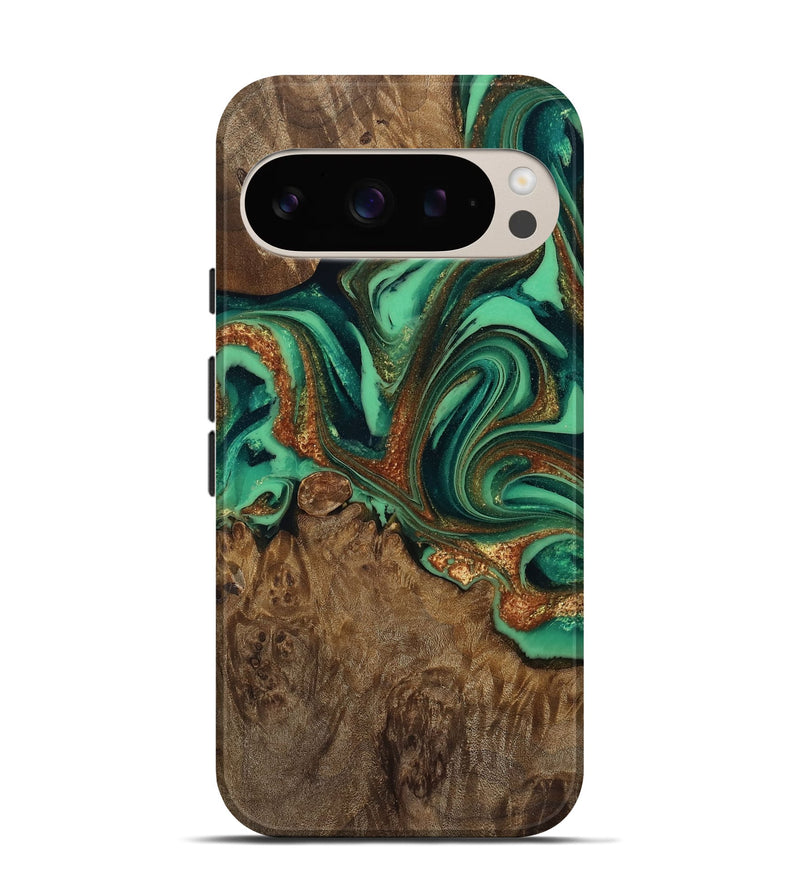 Pixel 9 Pro Wood Live Edge Phone Case - Liza (Green, 809302)