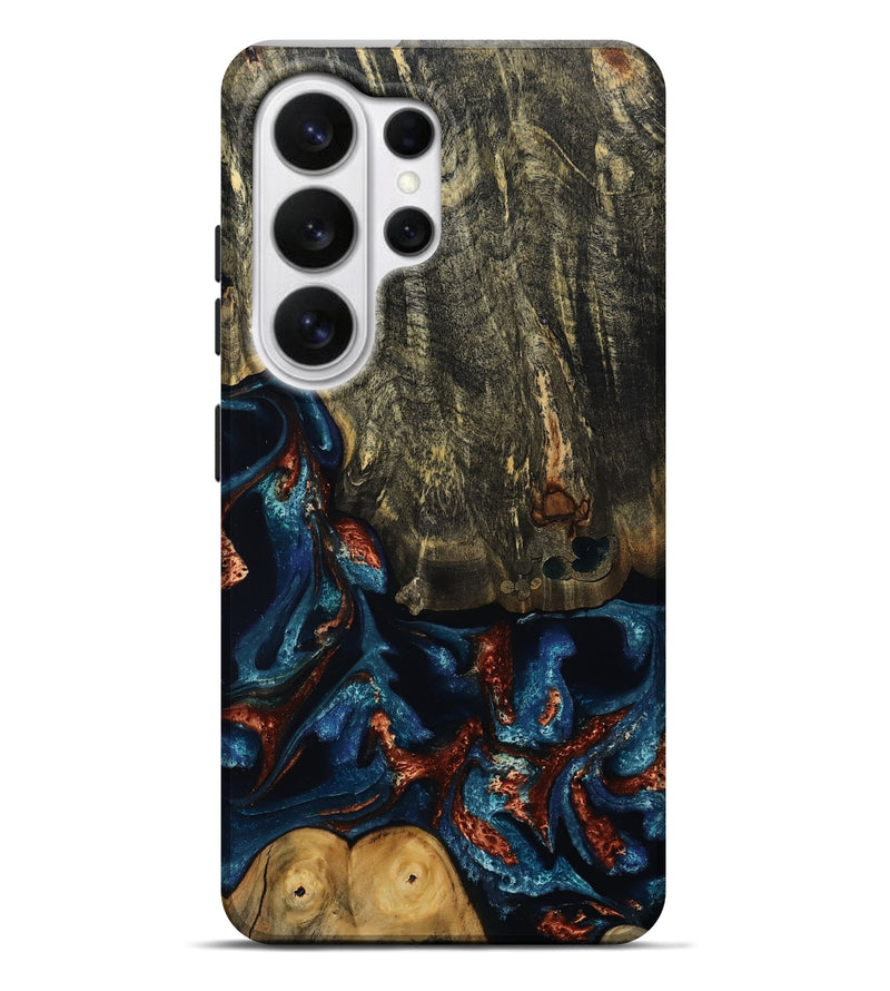 Galaxy S26 Ultra Wood Live Edge Phone Case - Zev (Teal & Gold, 809304)