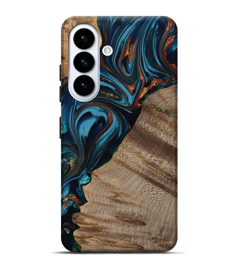 Galaxy S26 Plus Wood Live Edge Phone Case - Rodrigo (Teal & Gold, 809311)