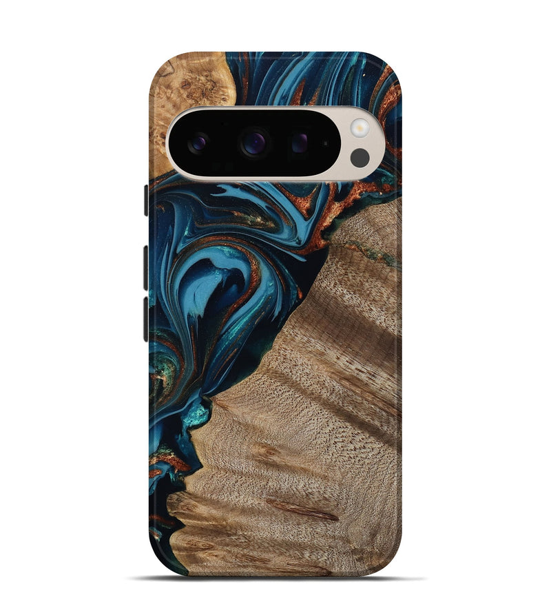 Pixel 10 Wood Live Edge Phone Case - Rodrigo (Teal & Gold, 809311)