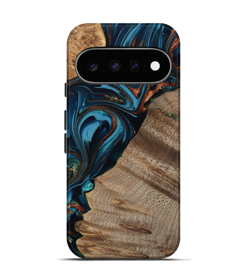 Pixel 11 Wood Live Edge Phone Case - Rodrigo (Teal & Gold, 809311)