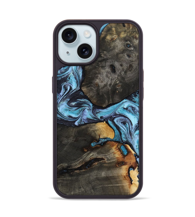 iPhone 15 Wood Phone Case - Issac (Blue, 809349)