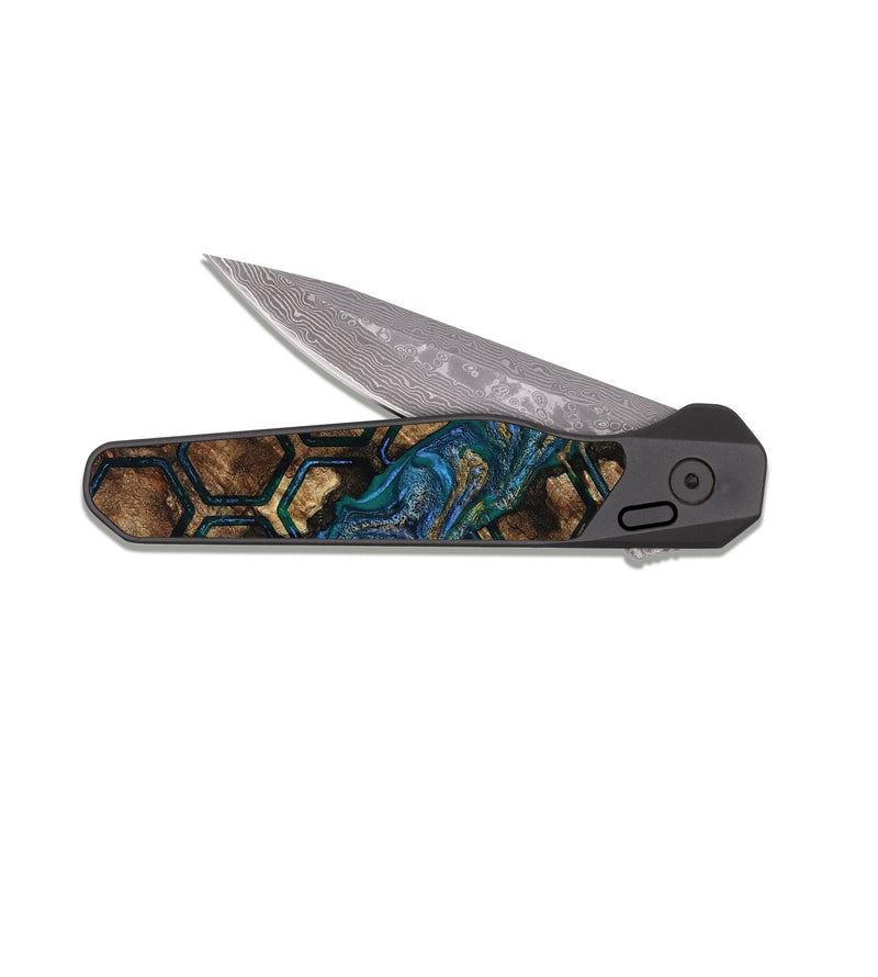 EDC Dark Damascus Wood Pocket Knife - Rosie (Pattern, 809403)