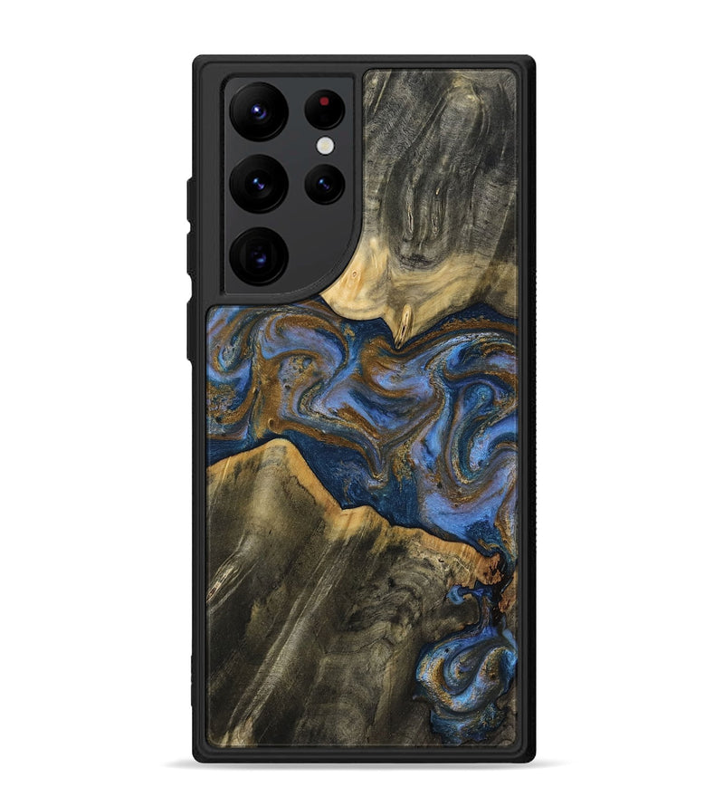 Galaxy S22 Ultra Wood Phone Case - Lance (Teal & Gold, 809406)