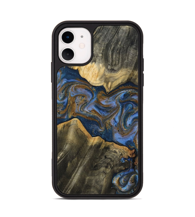 iPhone 11 Wood Phone Case - Lance (Teal & Gold, 809406)