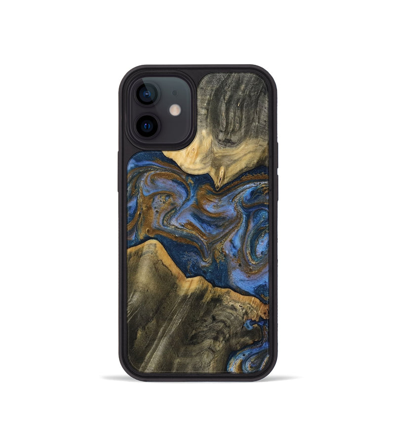 iPhone 12 mini Wood Phone Case - Lance (Teal & Gold, 809406)