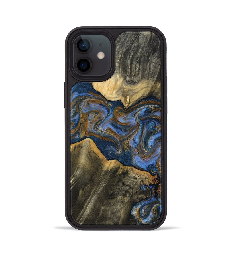 iPhone 12 Wood Phone Case - Lance (Teal & Gold, 809406)