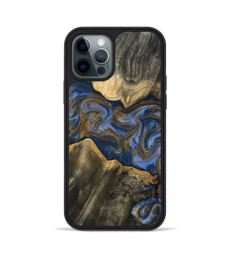 iPhone 12 Pro Wood Phone Case - Lance (Teal & Gold, 809406)