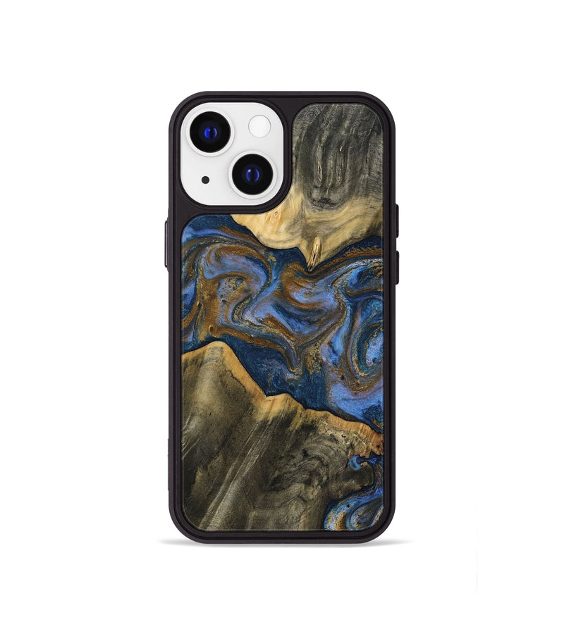 iPhone 13 mini Wood Phone Case - Lance (Teal & Gold, 809406)
