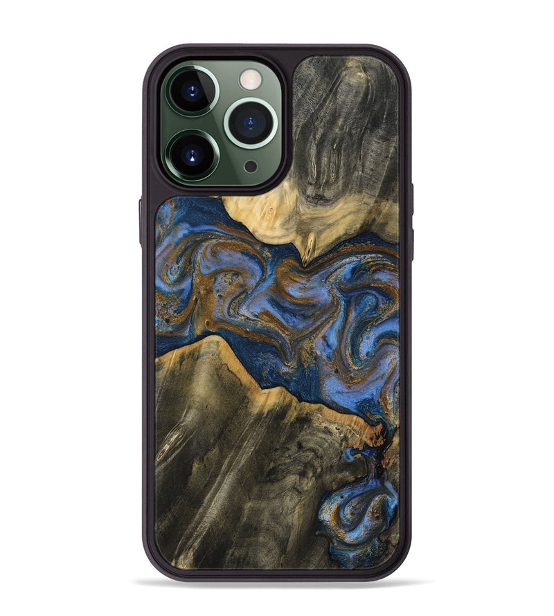 iPhone 13 Pro Max Wood Phone Case - Lance (Teal & Gold, 809406)